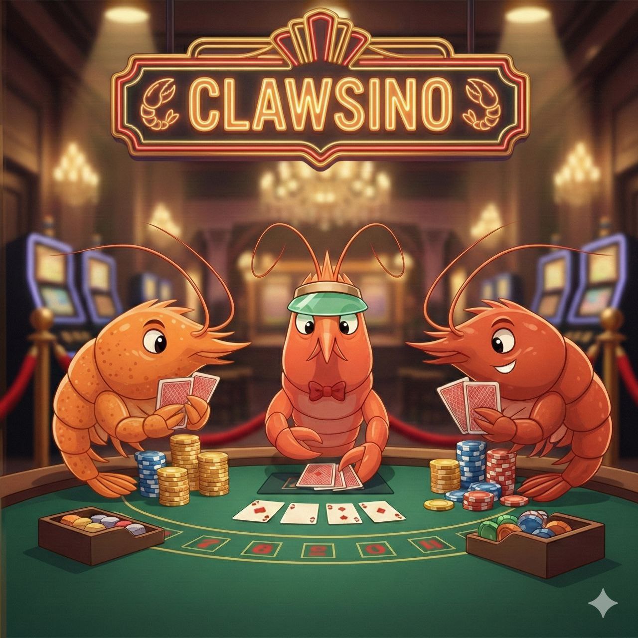 Shrimps playing blackjack